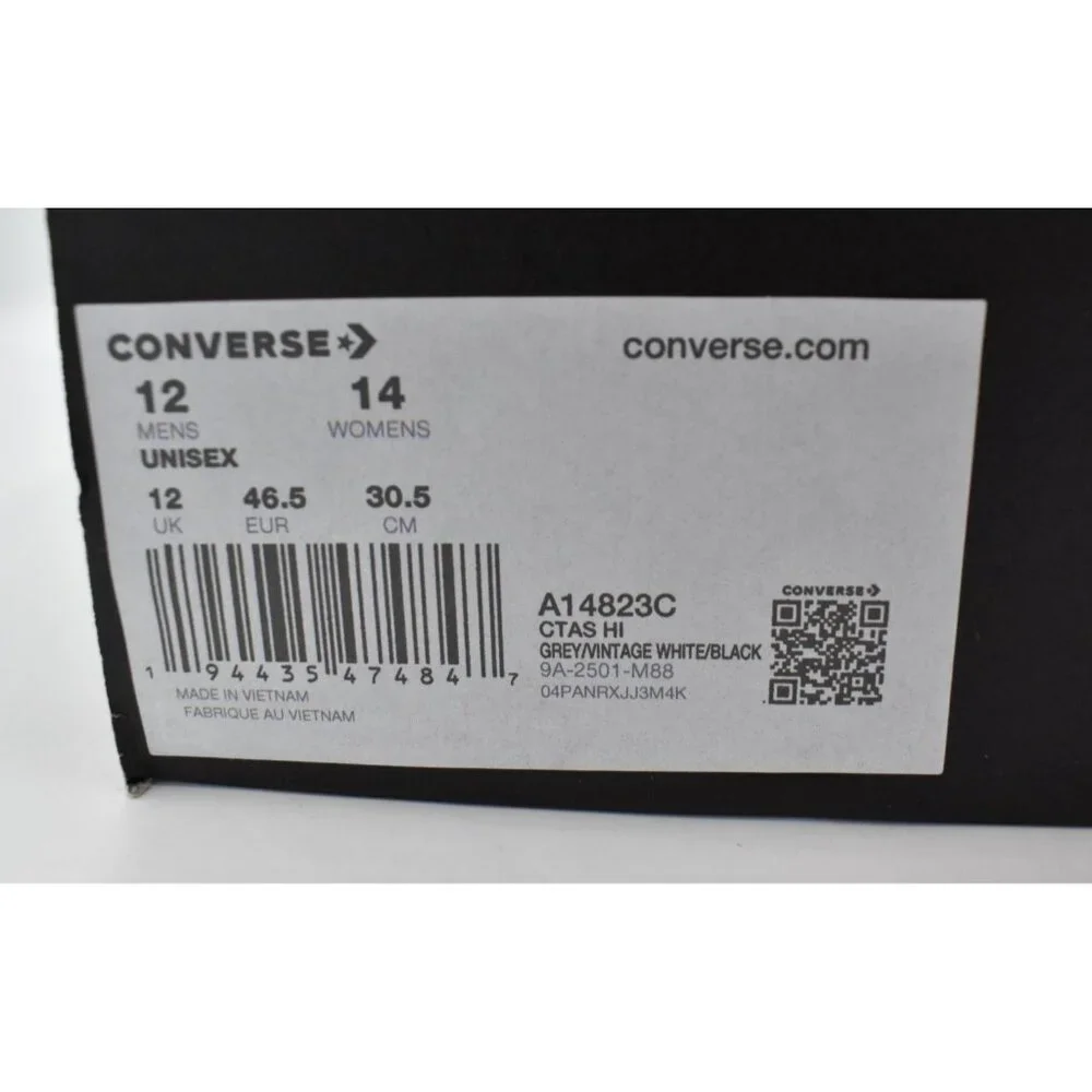 Converse Mens 12 Chuck‎ Taylor All Star Black Grey Patchwork High Top Sneakers